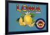 Loma Brand - Santa Paula, California - Citrus Crate Label-Lantern Press-Framed Art Print