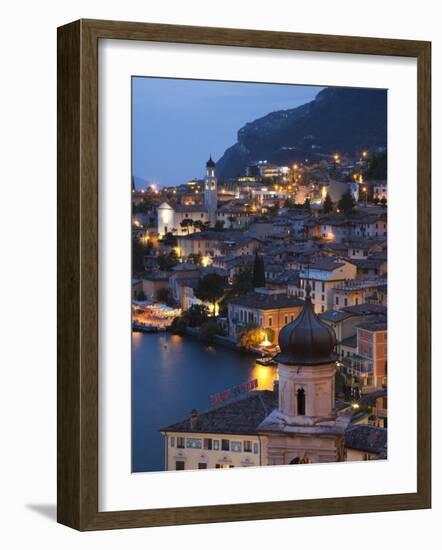 Lombardy, Lake District, Lake Garda, Limone Sul Garda, Aerial Town View, Italy-Walter Bibikow-Framed Photographic Print