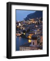 Lombardy, Lake District, Lake Garda, Limone Sul Garda, Aerial Town View, Italy-Walter Bibikow-Framed Photographic Print