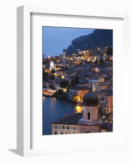 Lombardy, Lake District, Lake Garda, Limone Sul Garda, Aerial Town View, Italy-Walter Bibikow-Framed Photographic Print