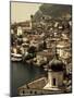 Lombardy, Lake District, Lake Garda, Limone Sul Garda, Town View with San Benedetto Church, Italy-Walter Bibikow-Mounted Photographic Print