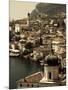 Lombardy, Lake District, Lake Garda, Limone Sul Garda, Town View with San Benedetto Church, Italy-Walter Bibikow-Mounted Photographic Print