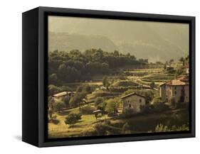 Lombardy, Lake District, Lake Garda, Tremosine Plateau, Mountain Landscape by Cadignano, Italy-Walter Bibikow-Framed Stretched Canvas