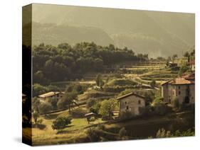 Lombardy, Lake District, Lake Garda, Tremosine Plateau, Mountain Landscape by Cadignano, Italy-Walter Bibikow-Stretched Canvas