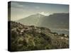 Lombardy, Lake District, Lake Garda, Tremosine Plateau, Pieve, High Lakeside Landscape, Italy-Walter Bibikow-Stretched Canvas