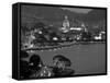 Lombardy, Lakes Region, Lake Como, Como, City View from Bellagio Road, Italy-Walter Bibikow-Framed Stretched Canvas