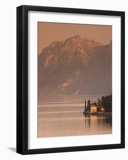 Lombardy, Lakes Region, Lake Como-Lake Lecco, Oliveto, Villa and Mountains, Italy-Walter Bibikow-Framed Photographic Print