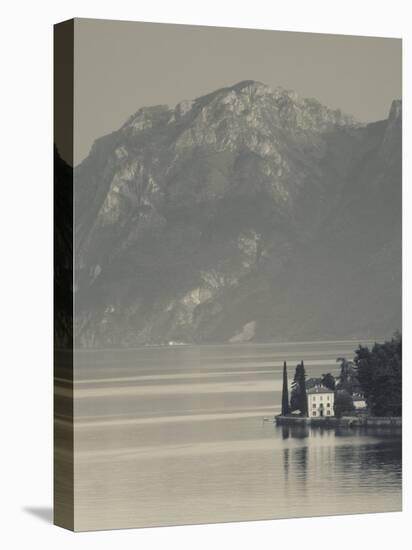 Lombardy, Lakes Region, Lake Como-Lake Lecco, Oliveto, Villa and Mountains, Italy-Walter Bibikow-Stretched Canvas