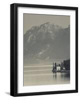 Lombardy, Lakes Region, Lake Como-Lake Lecco, Oliveto, Villa and Mountains, Italy-Walter Bibikow-Framed Photographic Print