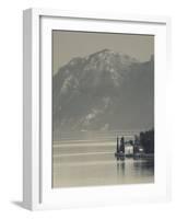 Lombardy, Lakes Region, Lake Como-Lake Lecco, Oliveto, Villa and Mountains, Italy-Walter Bibikow-Framed Photographic Print