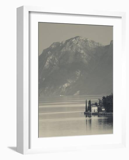 Lombardy, Lakes Region, Lake Como-Lake Lecco, Oliveto, Villa and Mountains, Italy-Walter Bibikow-Framed Photographic Print