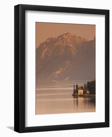 Lombardy, Lakes Region, Lake Como-Lake Lecco, Oliveto, Villa and Mountains, Italy-Walter Bibikow-Framed Photographic Print