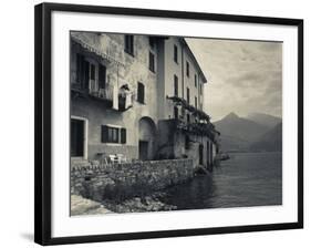 Lombardy, Lakes Region, Lake Como, Santa Maria Rezzonico, Lakeside Houses, Italy-Walter Bibikow-Framed Photographic Print