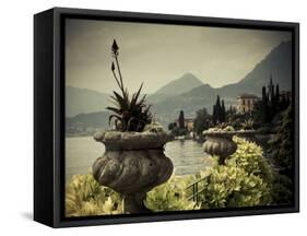 Lombardy, Lakes Region, Lake Como, Varenna, Villa Monastero, Gardens and Lakefront, Italy-Walter Bibikow-Framed Stretched Canvas