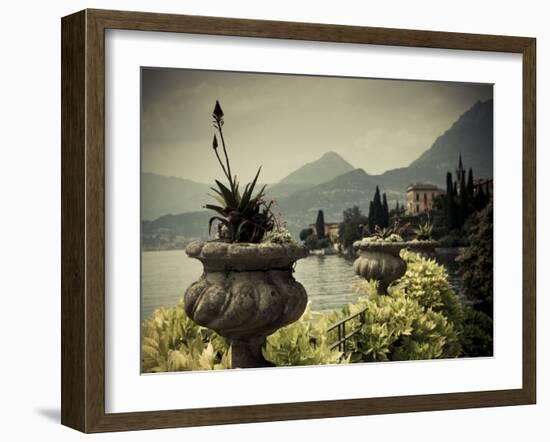 Lombardy, Lakes Region, Lake Como, Varenna, Villa Monastero, Gardens and Lakefront, Italy-Walter Bibikow-Framed Photographic Print