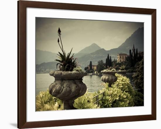 Lombardy, Lakes Region, Lake Como, Varenna, Villa Monastero, Gardens and Lakefront, Italy-Walter Bibikow-Framed Photographic Print