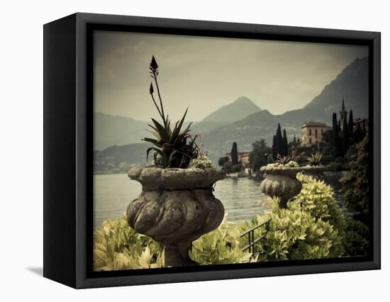 Lombardy, Lakes Region, Lake Como, Varenna, Villa Monastero, Gardens and Lakefront, Italy-Walter Bibikow-Framed Stretched Canvas