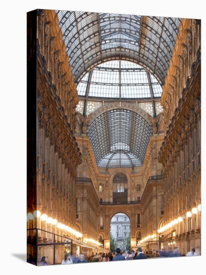 Lombardy, Milan, Galleria Vittorio Emanuele Ii, Shopping Arcade, Interior, Evening, Italy-Walter Bibikow-Stretched Canvas