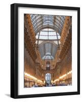 Lombardy, Milan, Galleria Vittorio Emanuele Ii, Shopping Arcade, Interior, Evening, Italy-Walter Bibikow-Framed Photographic Print