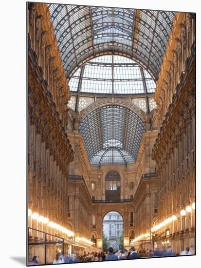 Lombardy, Milan, Galleria Vittorio Emanuele Ii, Shopping Arcade, Interior, Evening, Italy-Walter Bibikow-Mounted Photographic Print