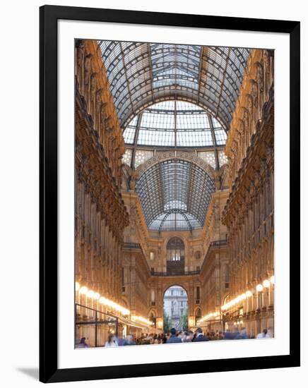 Lombardy, Milan, Galleria Vittorio Emanuele Ii, Shopping Arcade, Interior, Evening, Italy-Walter Bibikow-Framed Photographic Print