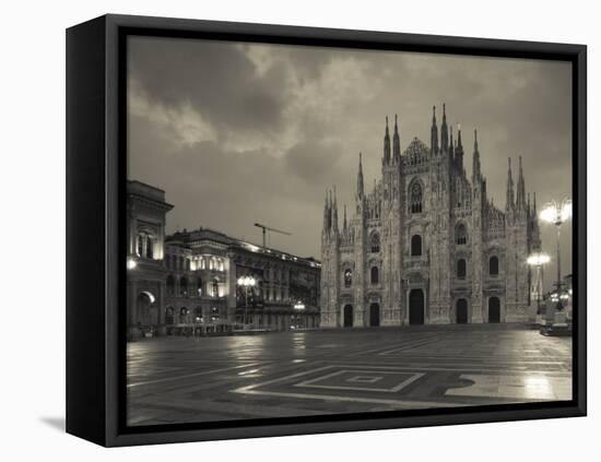 Lombardy, Milan, Piazza Del Duomo, Duomo, Cathedral, Dawn, Italy-Walter Bibikow-Framed Stretched Canvas