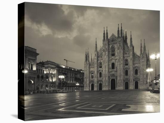 Lombardy, Milan, Piazza Del Duomo, Duomo, Cathedral, Dawn, Italy-Walter Bibikow-Stretched Canvas