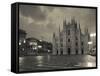 Lombardy, Milan, Piazza Del Duomo, Duomo, Cathedral, Dawn, Italy-Walter Bibikow-Framed Stretched Canvas