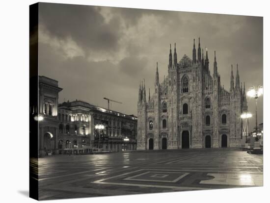 Lombardy, Milan, Piazza Del Duomo, Duomo, Cathedral, Dawn, Italy-Walter Bibikow-Stretched Canvas