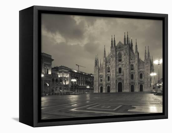Lombardy, Milan, Piazza Del Duomo, Duomo, Cathedral, Dawn, Italy-Walter Bibikow-Framed Stretched Canvas