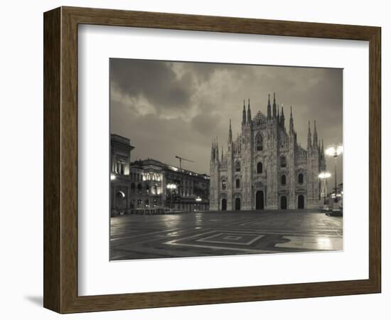 Lombardy, Milan, Piazza Del Duomo, Duomo, Cathedral, Dawn, Italy-Walter Bibikow-Framed Photographic Print