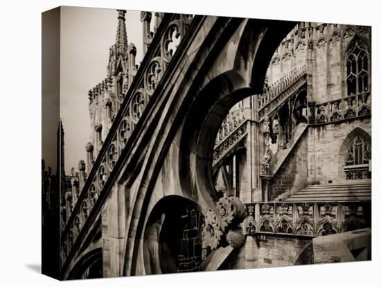 Lombardy, Milan, Piazza Duomo, Duomo Cathedral, Roof Detail, Italy-Walter Bibikow-Stretched Canvas