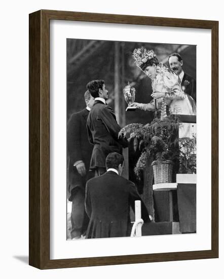 London 1908 Olympic Games: Pietri Dorando Receives a Consolation Gold Cup from Queen Alexandra-null-Framed Photographic Print