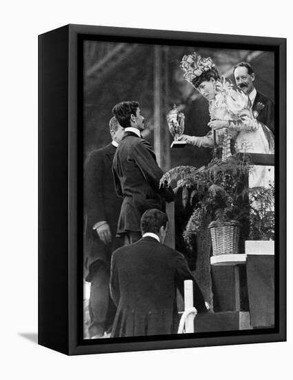 London 1908 Olympic Games: Pietri Dorando Receives a Consolation Gold Cup from Queen Alexandra-null-Framed Stretched Canvas