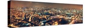London Aerial View Panorama at Night with Urban Architectures and Bridges.-Songquan Deng-Stretched Canvas