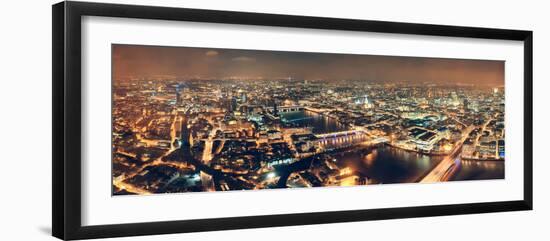 London Aerial View Panorama at Night with Urban Architectures and Bridges.-Songquan Deng-Framed Photographic Print