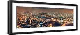 London Aerial View Panorama at Night with Urban Architectures and Bridges.-Songquan Deng-Framed Photographic Print