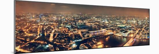 London Aerial View Panorama at Night with Urban Architectures and Bridges.-Songquan Deng-Mounted Photographic Print