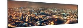 London Aerial View Panorama at Night with Urban Architectures and Bridges.-Songquan Deng-Mounted Photographic Print
