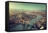 London Aerial View with Tower Bridge in Sunset Time-Iakov Kalinin-Framed Stretched Canvas