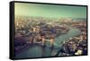 London Aerial View with Tower Bridge in Sunset Time-Iakov Kalinin-Framed Stretched Canvas