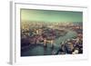 London Aerial View with Tower Bridge in Sunset Time-Iakov Kalinin-Framed Photographic Print