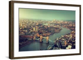 London Aerial View with Tower Bridge in Sunset Time-Iakov Kalinin-Framed Photographic Print