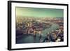 London Aerial View with Tower Bridge in Sunset Time-Iakov Kalinin-Framed Photographic Print