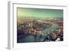 London Aerial View with Tower Bridge in Sunset Time-Iakov Kalinin-Framed Photographic Print