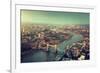 London Aerial View with Tower Bridge in Sunset Time-Iakov Kalinin-Framed Photographic Print