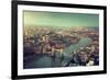 London Aerial View with Tower Bridge in Sunset Time-Iakov Kalinin-Framed Photographic Print