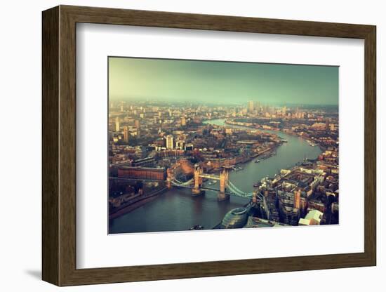 London Aerial View with Tower Bridge in Sunset Time-Iakov Kalinin-Framed Photographic Print