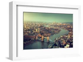 London Aerial View with Tower Bridge in Sunset Time-Iakov Kalinin-Framed Photographic Print