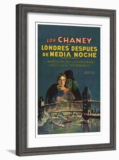 London after Midnight "Londres Despues De Media Noche"-null-Framed Art Print